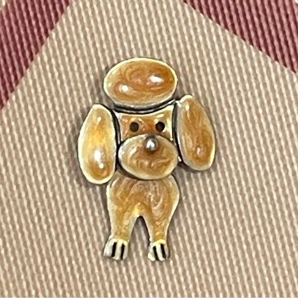 Vintage Pink Enamel Reticulated Sterling Poodle Pendant AJH - Picture 1 of 7